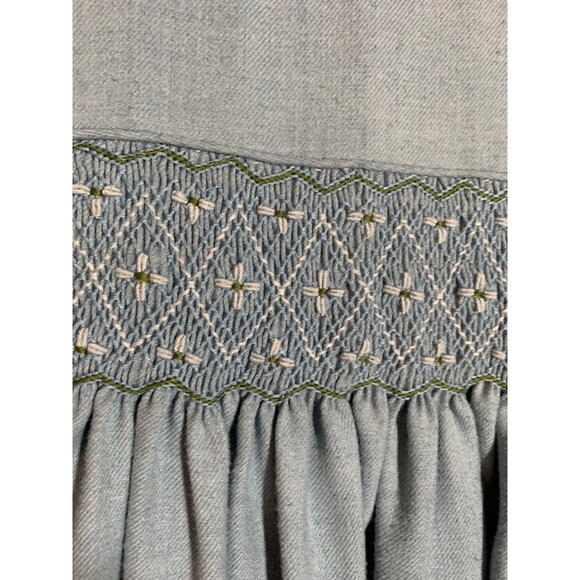 Vintage LVLI & Me Dress Smocked Y2K 90s 80s Fit Flare Party Blue Girls Size 4 - Picture 3 of 8